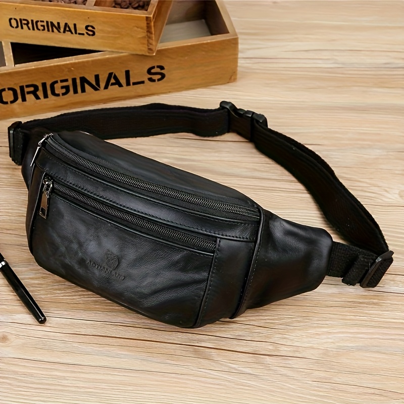Image of New Genuine Cowhide Genuine Leather Phone Belt Pouch, Multi-functional Belt-worn Phone Case, Outdoor Construction Site Waist Bag