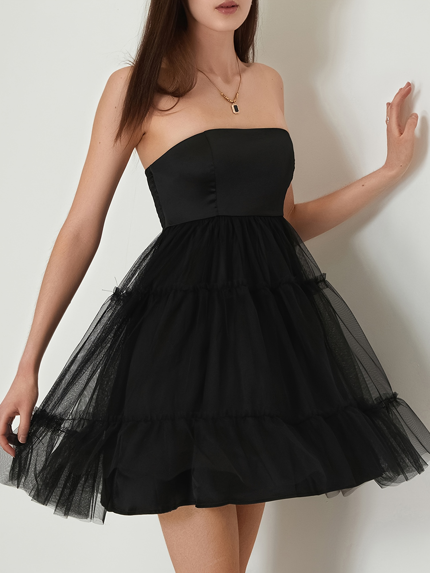 [Wedding Perfect] Women's Pink Tulle Tutu Tube Dress Strapless A-Line  Mini Dress with Fluffy Tulle Skirt for Cocktail Parties, Weddings Casual  Eve