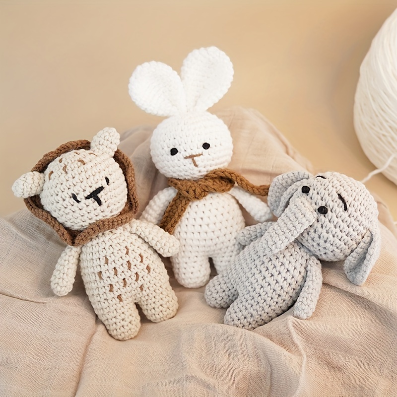 

Handcrafted Cotton Animal Plush Toys - Elephant, Lion & Bunny - Soft, Safe & Cute For Youngsters 0-3 Years - Perfect Youngsters Shower Or Holiday Gift