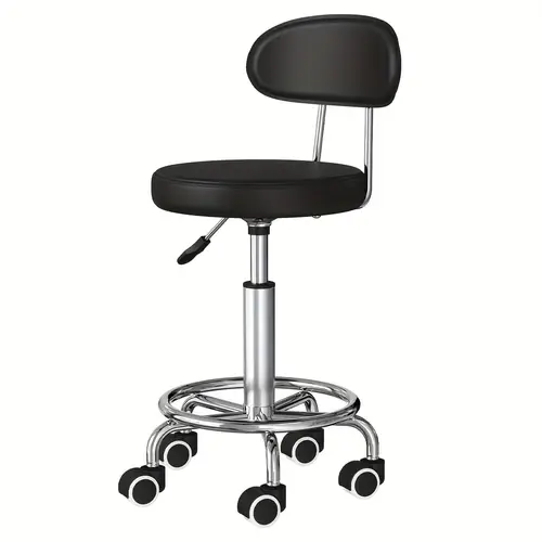 drafting chair with back adjustable rest rolling stool multi purpose office desk chair thick seat cushion barber shop nail salon office black
