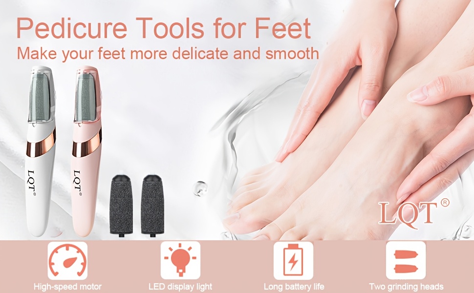   râpe électrique pour pieds pour éliminer les callosités, outil de soin des pieds rechargeable par usb, exfolie et   efficacement les talons, dispose   tête remplaçable et   batterie de 300mah, conçue ergonomiquement, disponible   et rose Détails du produit 3