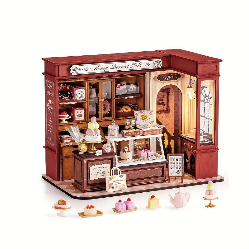 TEMU Rolife Diy Shop Dollhouse - Wooden Miniature House 3d Puzzle Kit With Pre-cut Parts, Compatible With Dolls & , Creative Gift For & Teens 14+