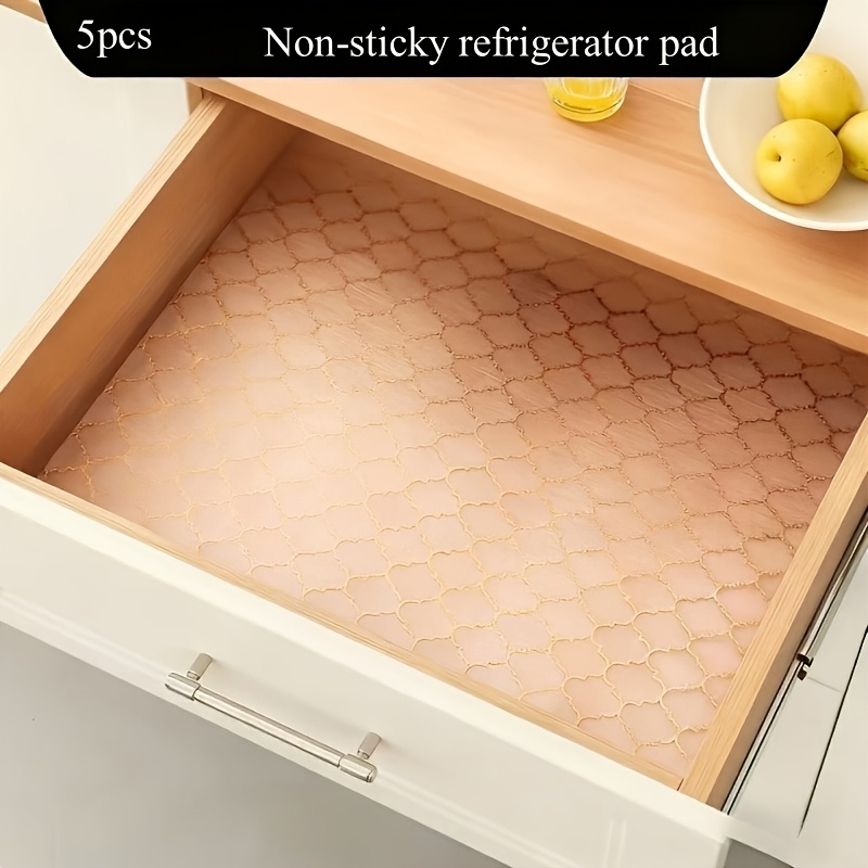 TEMU Lot de 5 Tapis de Réfrigérateur Épais à Dorées - Revêtements de Réfrigérateur EVA Robustes, Imperméables, Tapis Antidérapants pour Compartiments