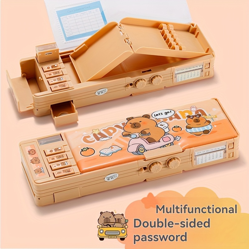 Kawaii Cartoon Cute Capybara Pencil Case Large Capacity Transparent Pencil Case