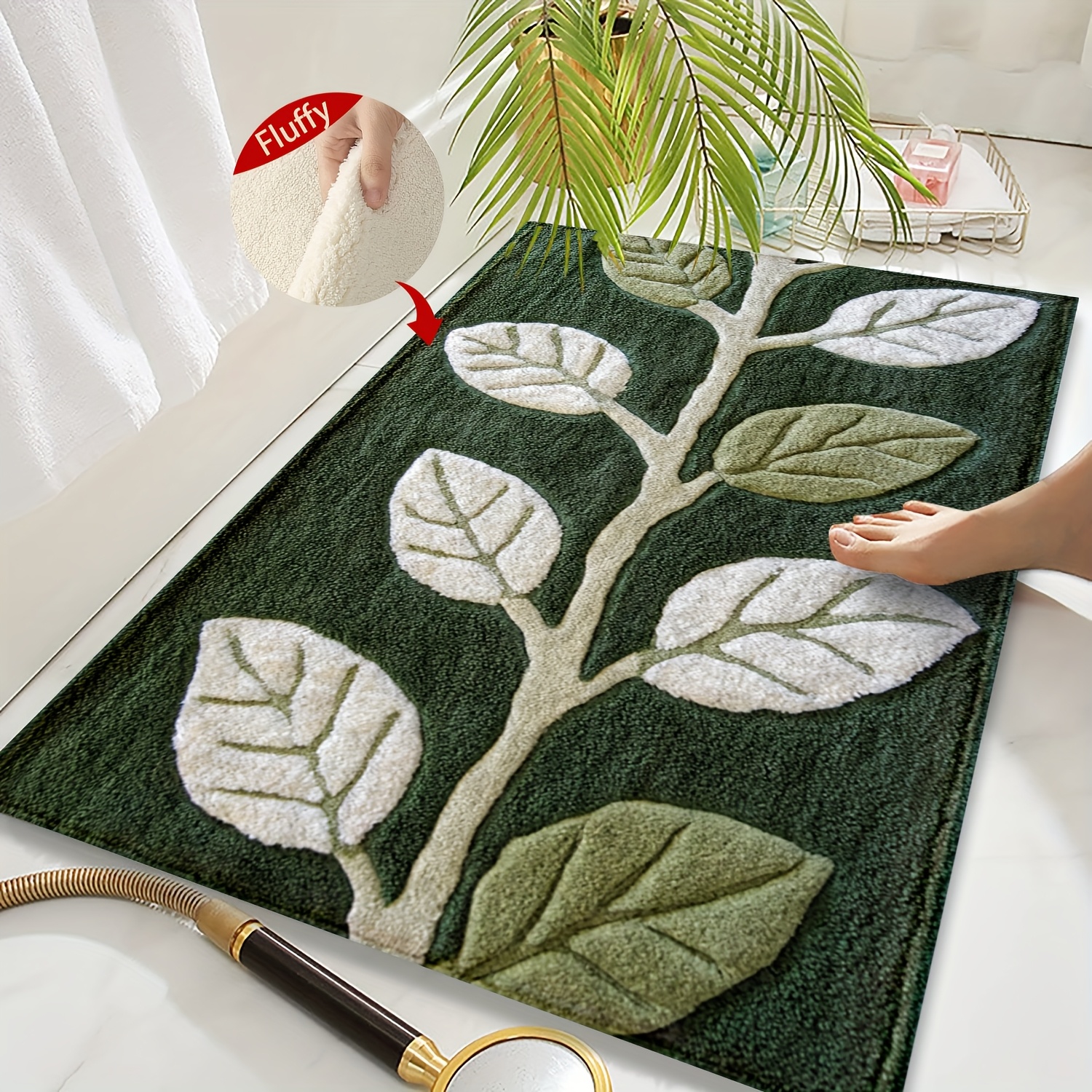 

1pc 3d Bath Mat, -slip Tpr Backing, , -dry Bathroom Rug, Low Knitted Polyester, For And Bathroom