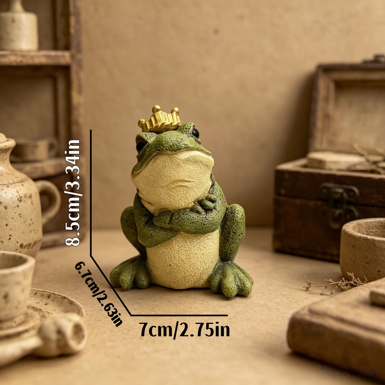 TEMU Whimsical Resin Frog Statue, Collectible Garden Art Ornament, Aesthetic Decor For Home Office Desk Shelf Living Room Bedroom, Unique Gift For