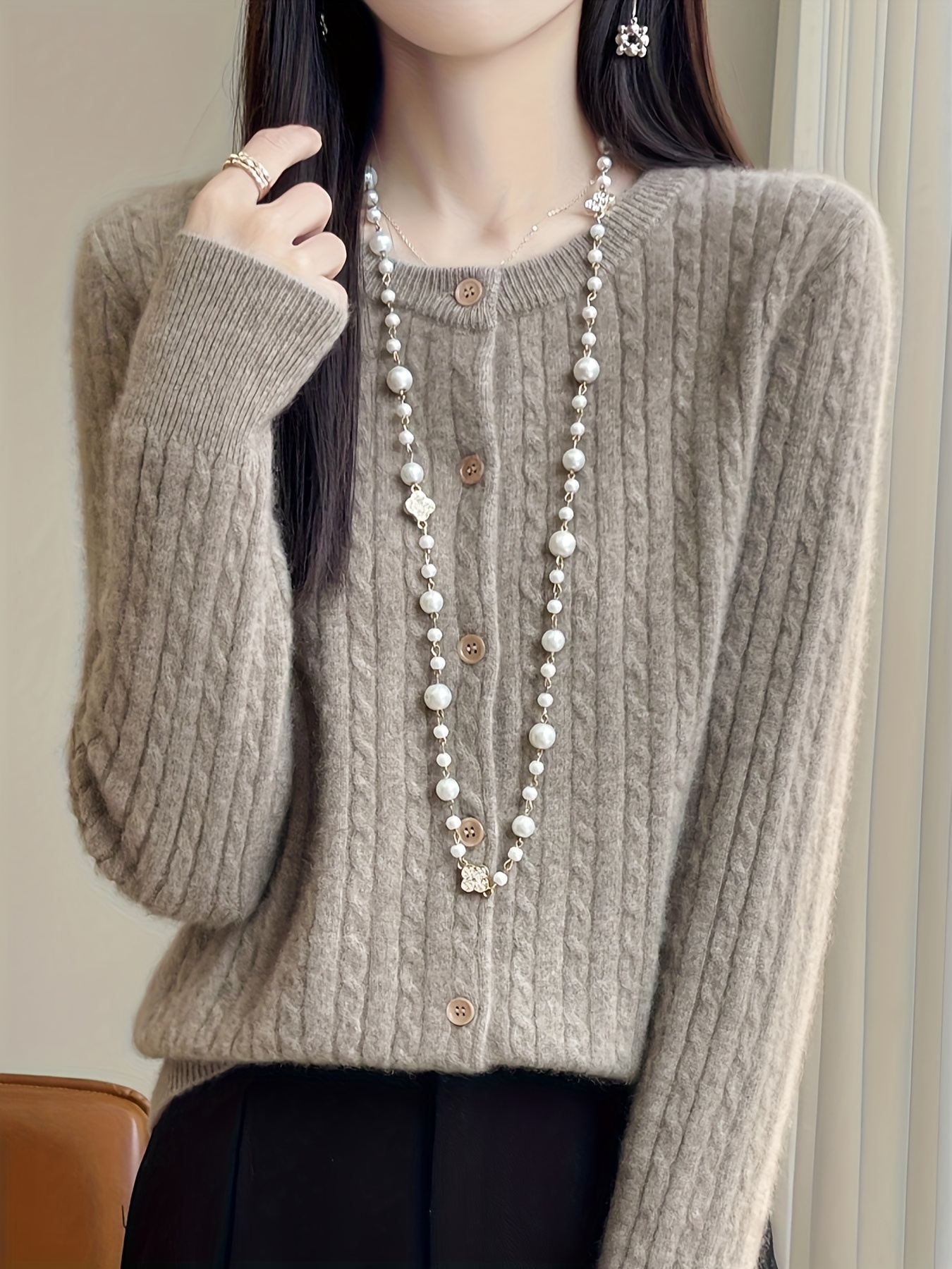 Gilet Cardigan Femme,Cardigan Long Et Chaud En Tricot Pour Femme,pull Décontracté,nouvelle Mode