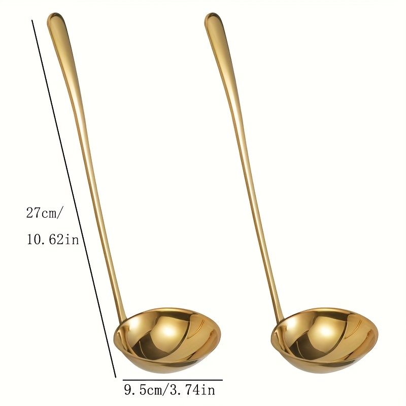 Image of 2 Stainless Steel Soup Spoons, Common Spoons, Sauce Spoons, Scoops, Serving Spoons, Hot Pot Spoons, Spoons For Home, Restaurant And Hotel