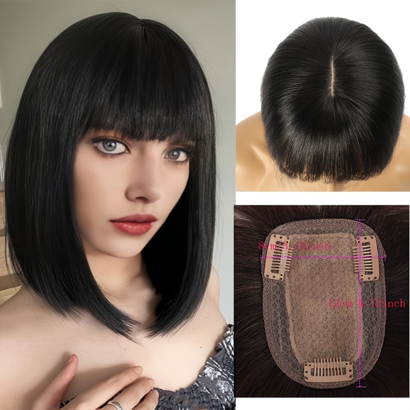 Human Hair Toppers Frangia 100% Capelli Umani Veri Topper - Temu Italy