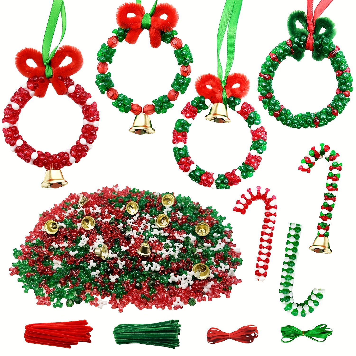 

Ywli 1kit Christmas Beaded Ornament Kits Christmas Crafts For Adults Christmas Tri Beads Diy Christmas Beaded Ornament Kits For Christmas Hanging, Winter, New Year