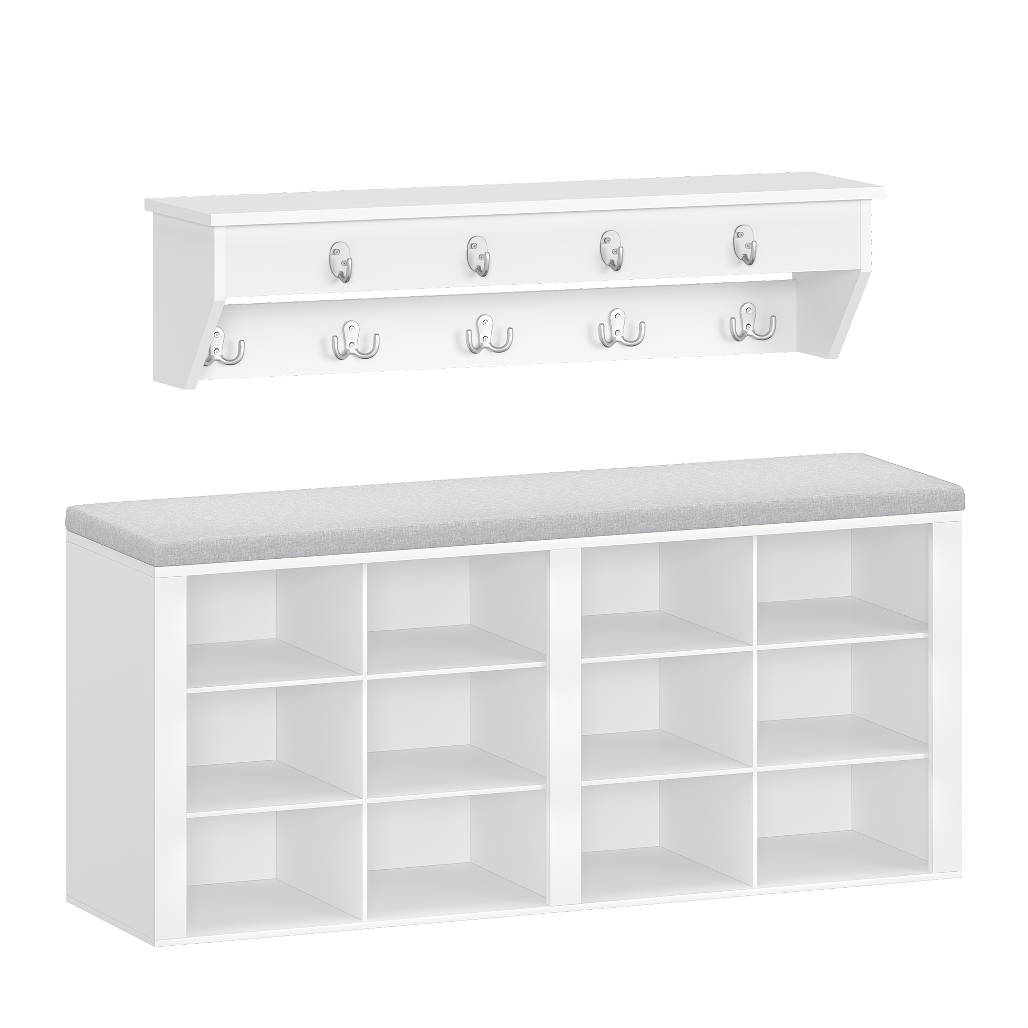 E-shop Schuhregal-Set für Kleiderschrank, Kleiderständer, Schuhbank mit Kissen, Eingangsbank, Organisation und Aufbewahrung, 30 X 104 X 49cm,