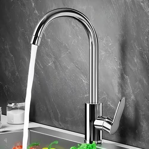 360 degree swivel kitchen bathroom sink faucet stainless steel single hole tap with hot cold water control brushed no included modern swivel spout for sinks bathtubs showers durable core