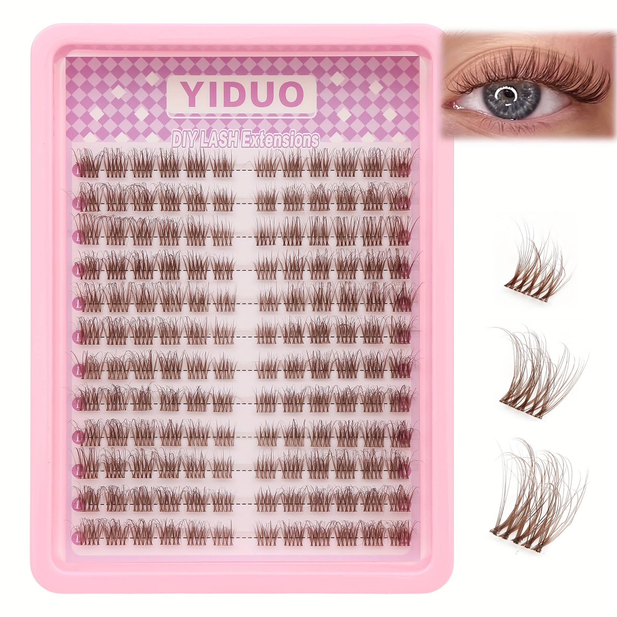 

144 Pcs Brown Lash , Extensions, Ultra Fine Invisible Lash Strips, Fine Lash , Fluffy Look, C , Mixed Lengths 6-15mm, Beginner Friendly, Reusable Diy Lash Kit