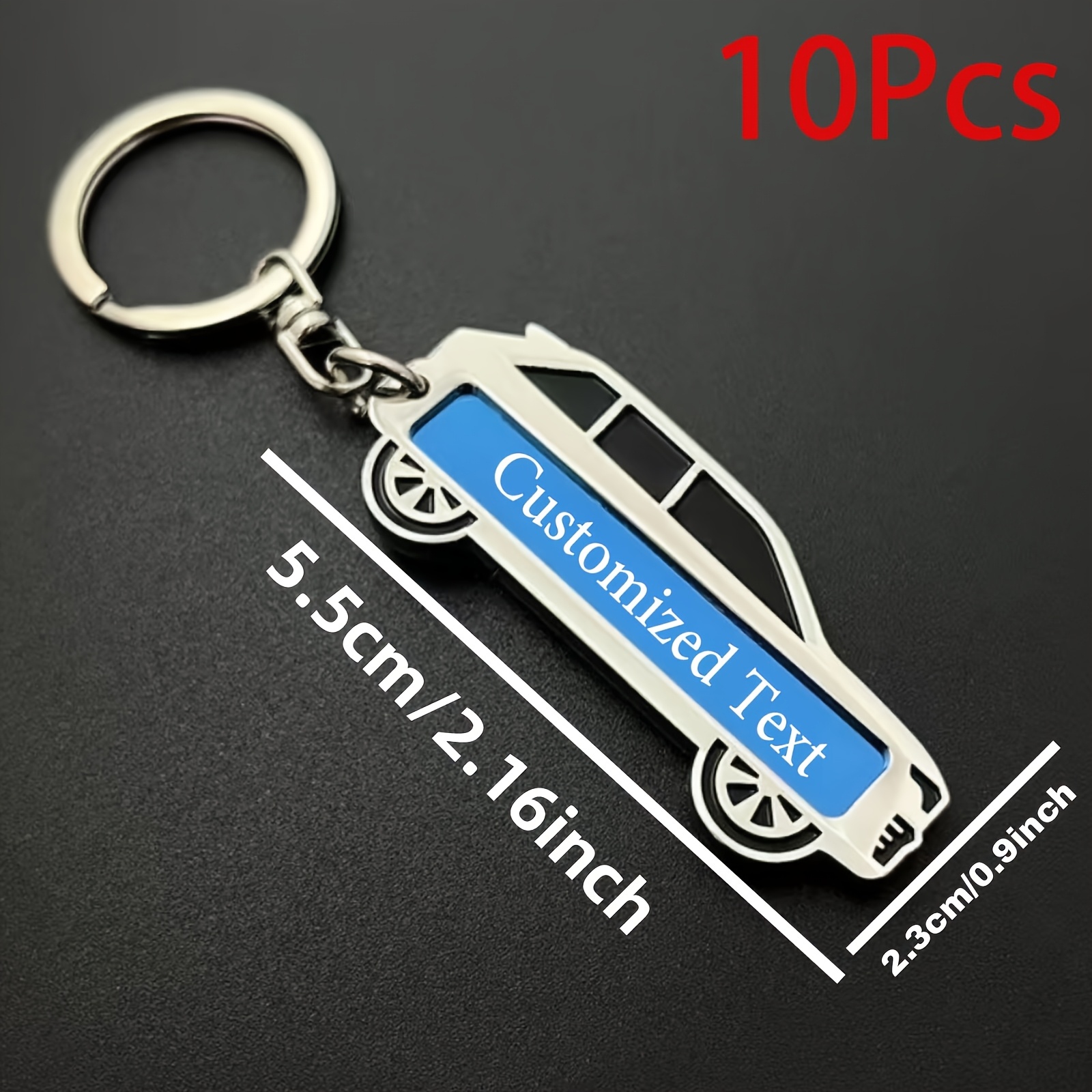 TEMU 10 Llaveros Personalizados de Coche de Acero Inoxidable con Números de Teléfono, , Números de Matrícula y Cualquier Texto Grabados con