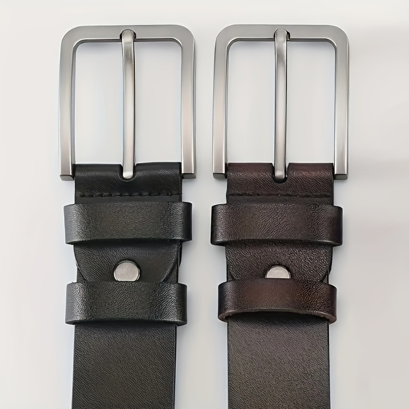 Men's Split Leather Pin Buckle Belt with Alloy Buckle, Secure Design