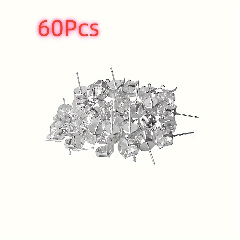 60pcs 8mm Shiny Earrings, Suitable For Earring Jewelry Making Supplies