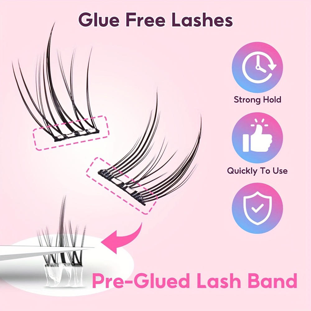 240pcs self eyelashes book no needed natural wispy lashes reusable lightweight easy to apply for beginners fluffy anime style cluster lashes high volume false eyelash kit cosmetics premium gift packaging details 6