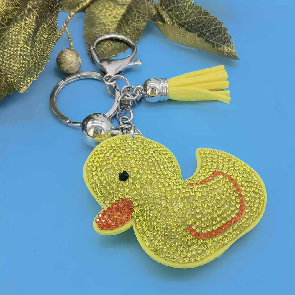 TEMU 1 Shiny Duck Keychain, Cartoon Animal Accessory With Tassel, Handmade Sparkling Pendant, Suitable For Bags And Decoration, Christmas Gift For