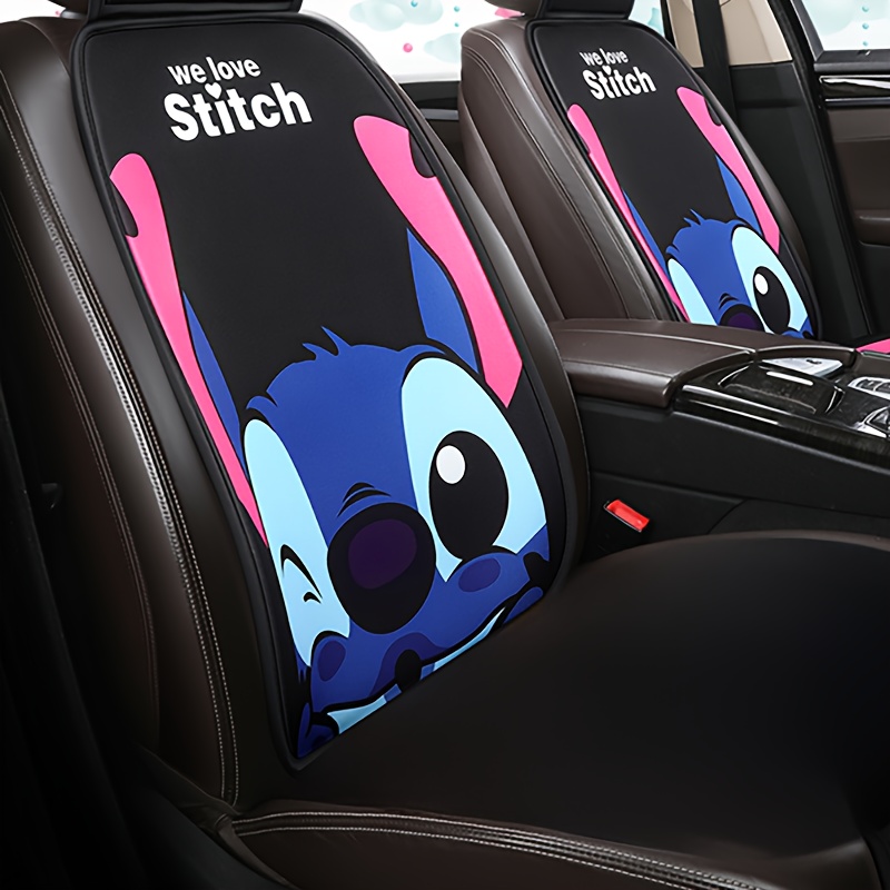 TEMU Charm | Stitch Car Seat Covers - Breathable Polyester, Fit, Non-slip, Vehicle Interior Cushions With , Ideal For School, Birthdays, Valentine's Day Gifts, Car Accessories