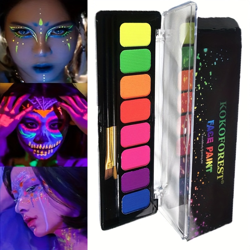 

hypoallergenic" 8-color Quick-dry Body Paint Set - Water Soluble, Fluorescent Rainbow Strips For Stage, Drama, Halloween & Outdoor Events