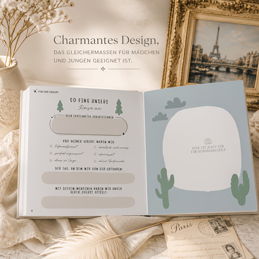 Biroyal Album Year, 95-page Album, Commemorative Album With Writing Space, Hardcover With Golden Stamping, Birth Gift