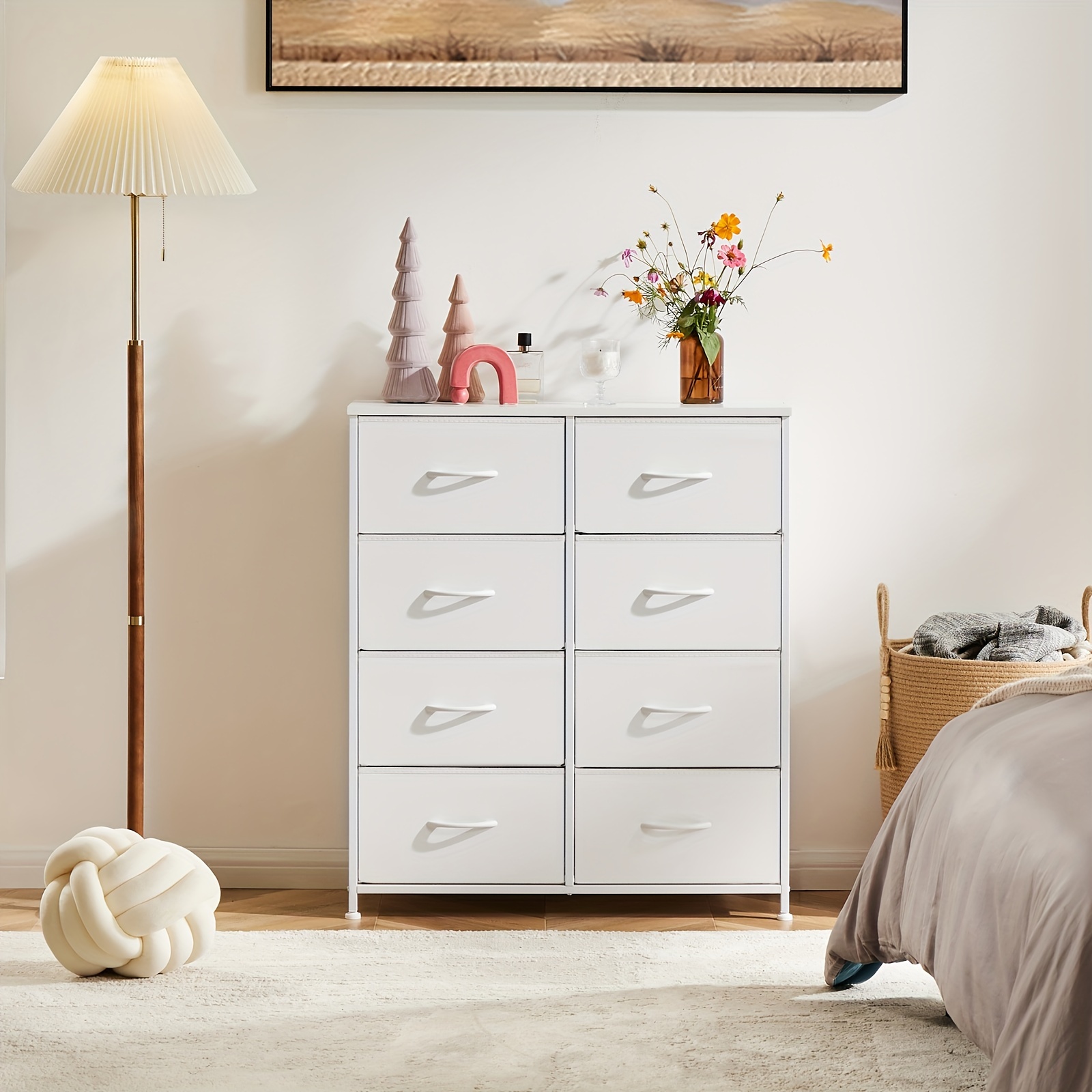 

Dresser For Bedroom With 8 Drawers, Clothes Drawer Fabric Closet Organizer, Dresser With Metal Frame And Wood Tabletop, Chest Storage Tower For Kids Room, Nursery, Living Room, Entryway White