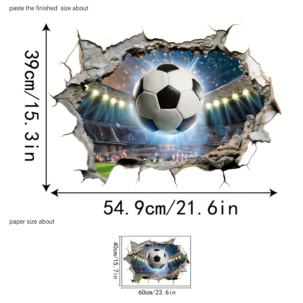 Image of 1pc, New Soccer Wall Sticker, Suitable For Bedroom, Living Room, Bedside Home Decoration Self-adhesive Sticker