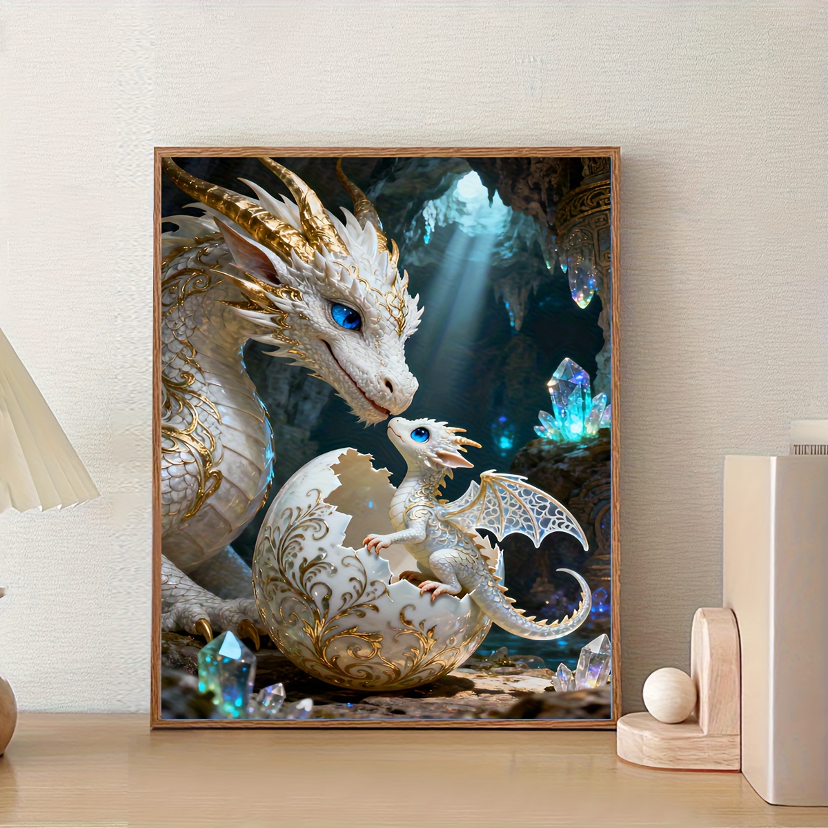 TEMU 1pc Frameless Diy Diamond Painting, Cute Dragon, Full Painting, Round Diamond Painting Kit, Office Wall Decor Gift