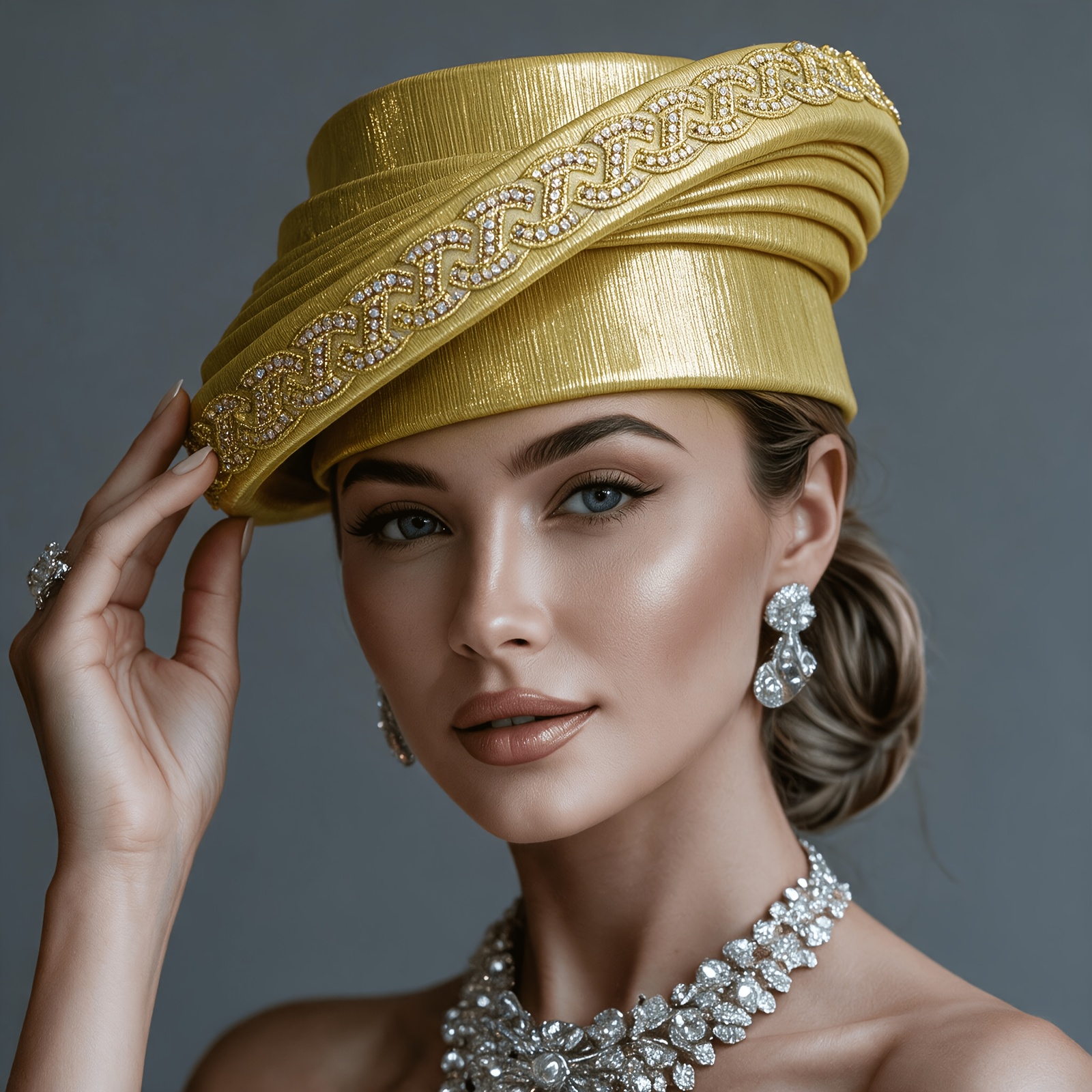 TEMU 1pc, New Women's Hat, Auto African Head Tie From Nigeria, Head Turban For Women, Bright And Soft Fabric, With Diamonds, Exuding And . Suitable