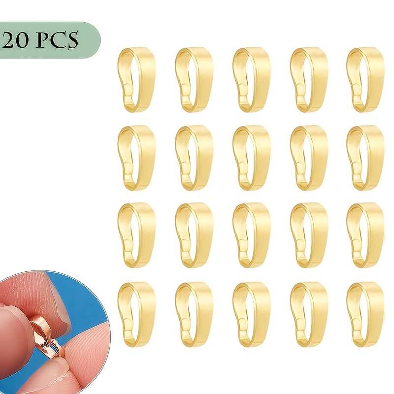 Image of 20pcs Pendant Clasp Connectors, 14k Gold Plated Pinch Bails Necklace Charm Clasp Golden Jewelry Clasps Bails Pendant Bails For Necklaces Jewelry Craft Making
