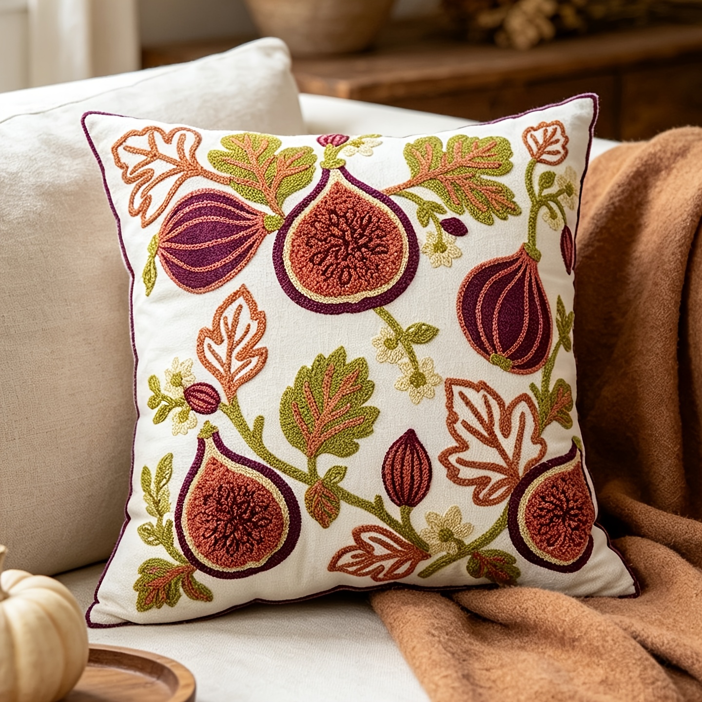 TEMU 1pc Autumn Fig Craft Cushion Pillowcase, , Universal For Sofa And Bed Home Decor, Pillow Insert Not Included
