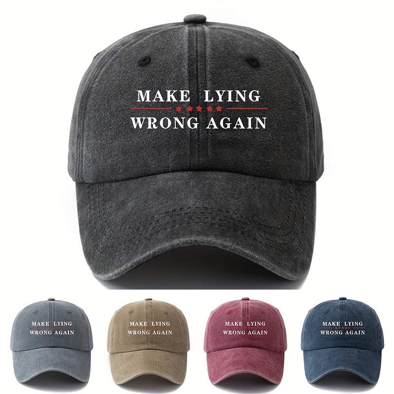 

Make Lying Wrong Again" Vintage Washed Baseball Cap For Men - Perfect For Outdoor, Travel, Camping & Parties