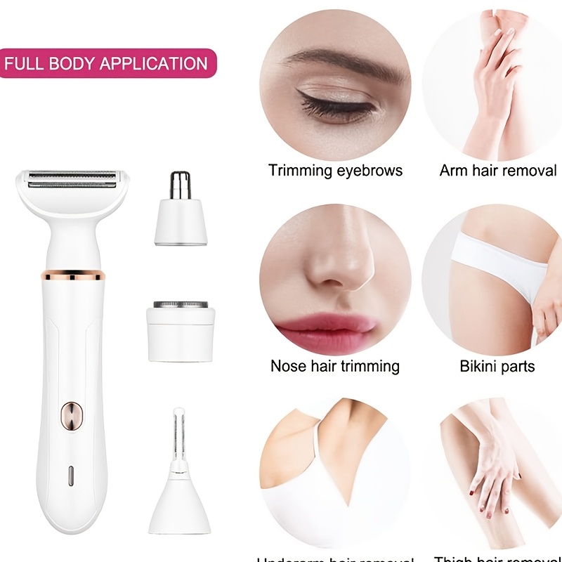Versatile 3-in-1 Women's Electric Shaver - Ideal For Eyebrows, Nose, Face, Legs & Bikini Area - Usb Rechargeable & Wireless - Skin, With Interchangeable For Hair Types - Perfect Gift For Her