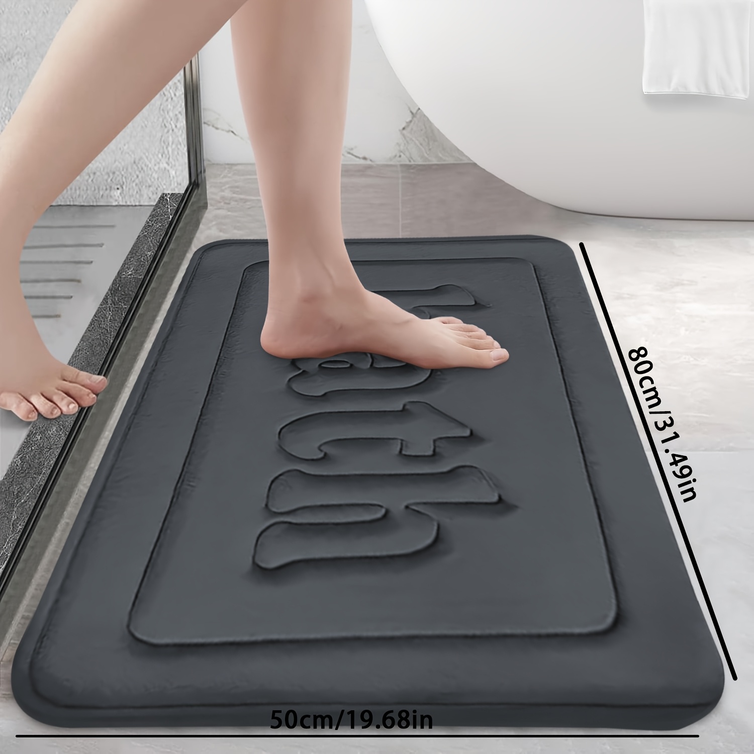 TEMU Tapis de Bain en Antidérapant Lavable en Machine à Poils Courts Plate et Confortable avec Absorption, Idéal pour Salle de Bain, Salon, Cuisine,