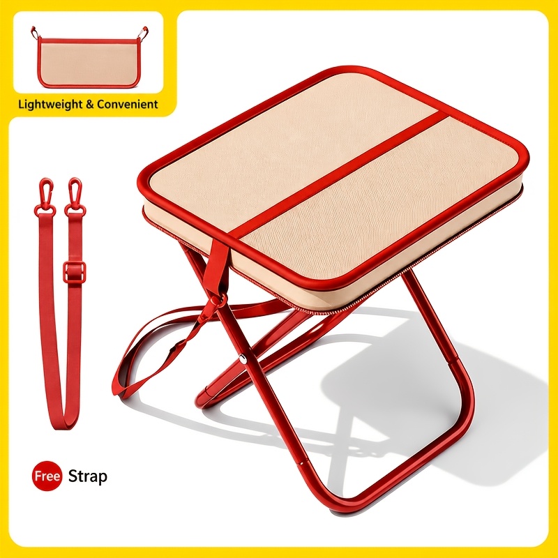TEMU Portable Folding Pencil Stool, Sturdy , Compact And Lightweight, Suitable For Outdoor Camping, Picnics, Beach, And Road Trips, 1pc, Essential