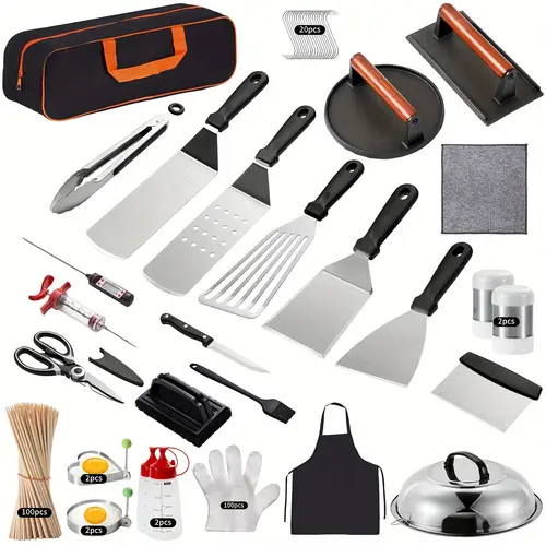 griddle accessories kit 245pcs grilling accessories set for blackstone and flat top griddle accessories set with scraper enlarged spatulas basting cover for bbq