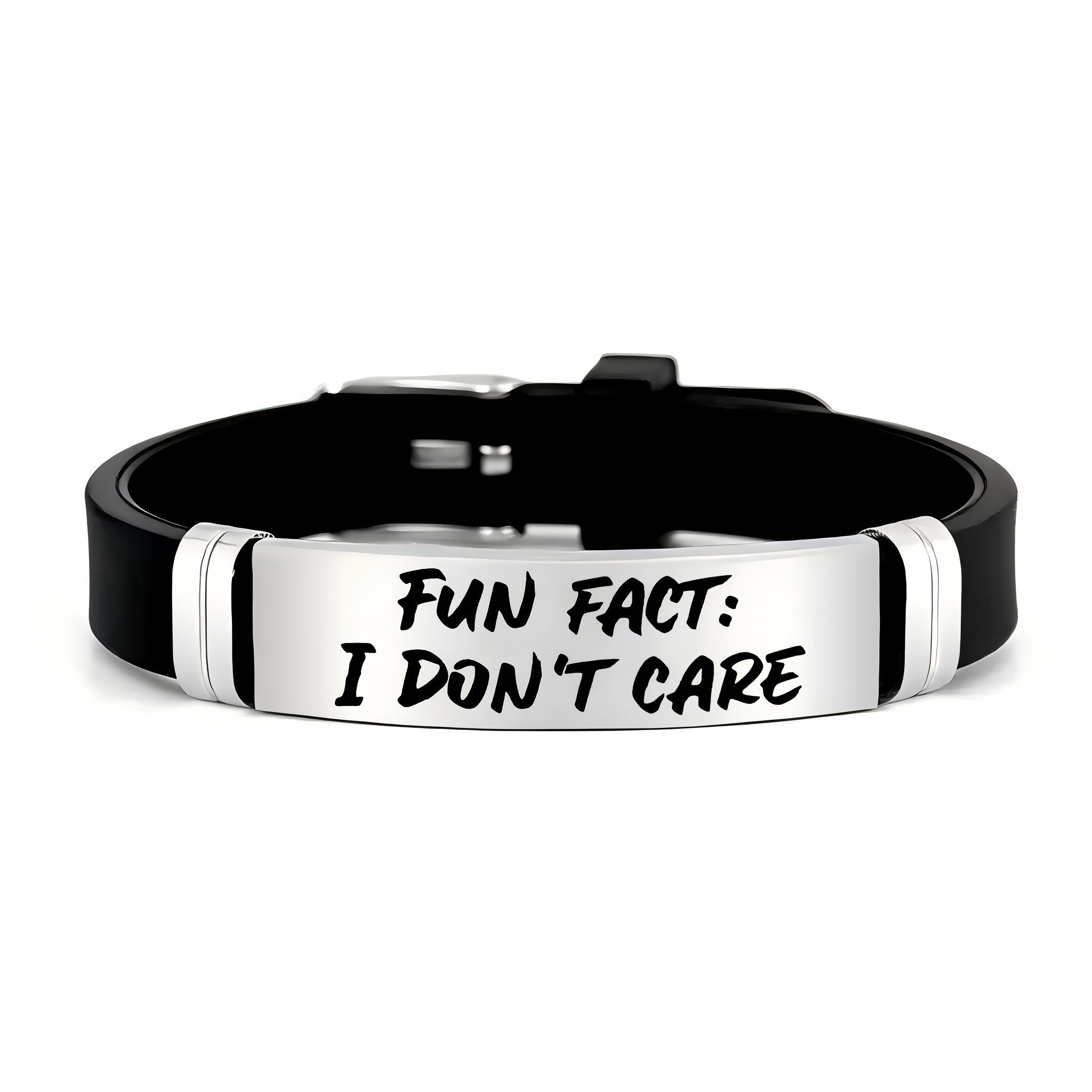 TEMU 't Care" Stylish And Design Accessory, A Trendy 202 Stainless Steel Silicone Bracelet, For And Colleagues On Holidays And Birthdays
