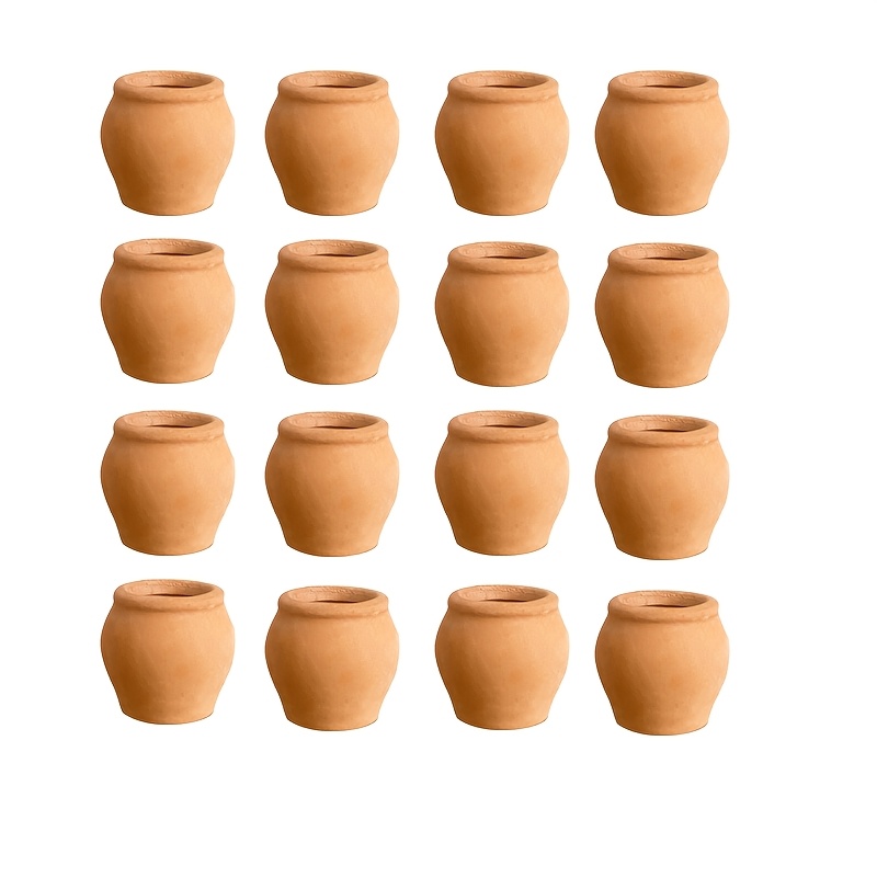 TEMU 16pcs 0.9x 0.9 Inch Small Mini Clay Pots Terracotta Clay Small Pot For Crafts Garden Plants And Office Desktop Windowsill Decoration Gardening