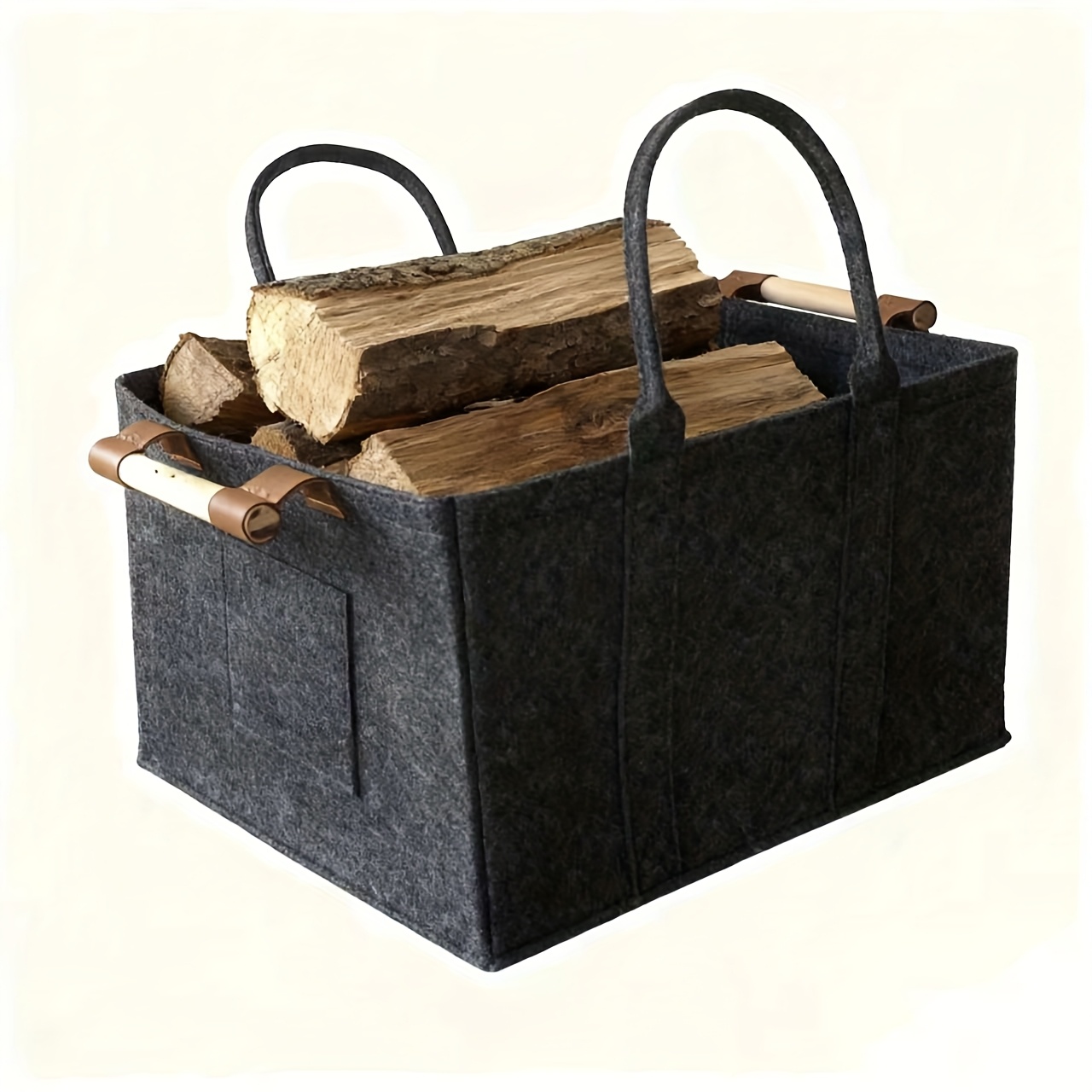 TEMU 1pc 65l Extra Large Storage Basket, Fireplace Firewood Storage Bag, Large Capacity Laundry Basket For Clothes And Sundries, Organizing Storage