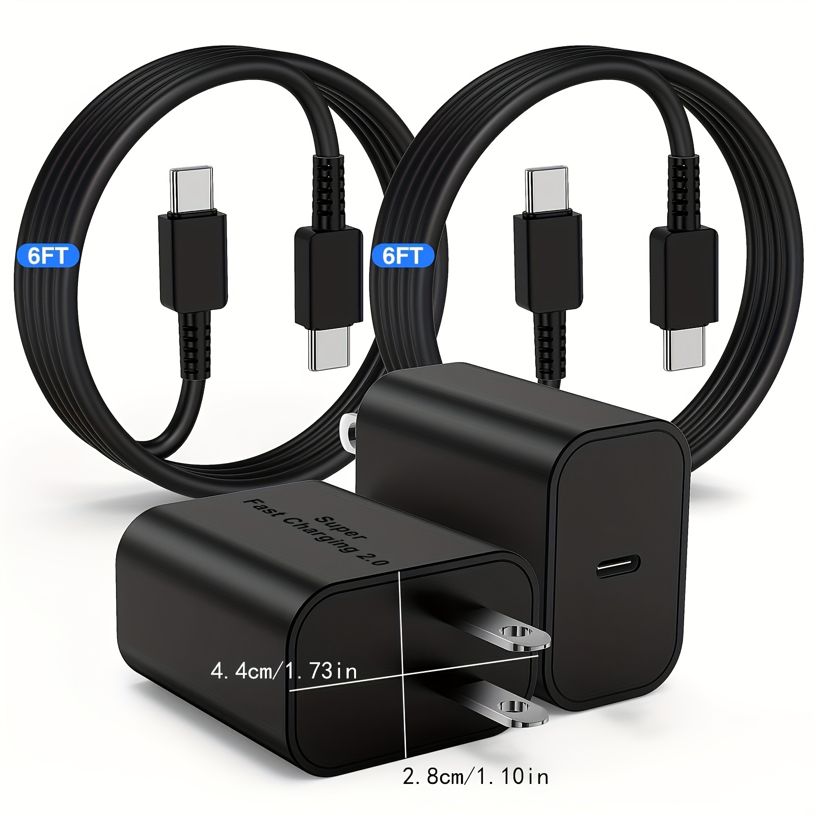 

2pack 45w Charger For Samsung S24, Type C Charger Fast Charging Block & 6ft Usb-c To Usb-c Cable For Samsung S24 Ultra/s24+/s23 S22 S21 Ultra/plus, Pro/air/mini, Android Phone Charger Cable