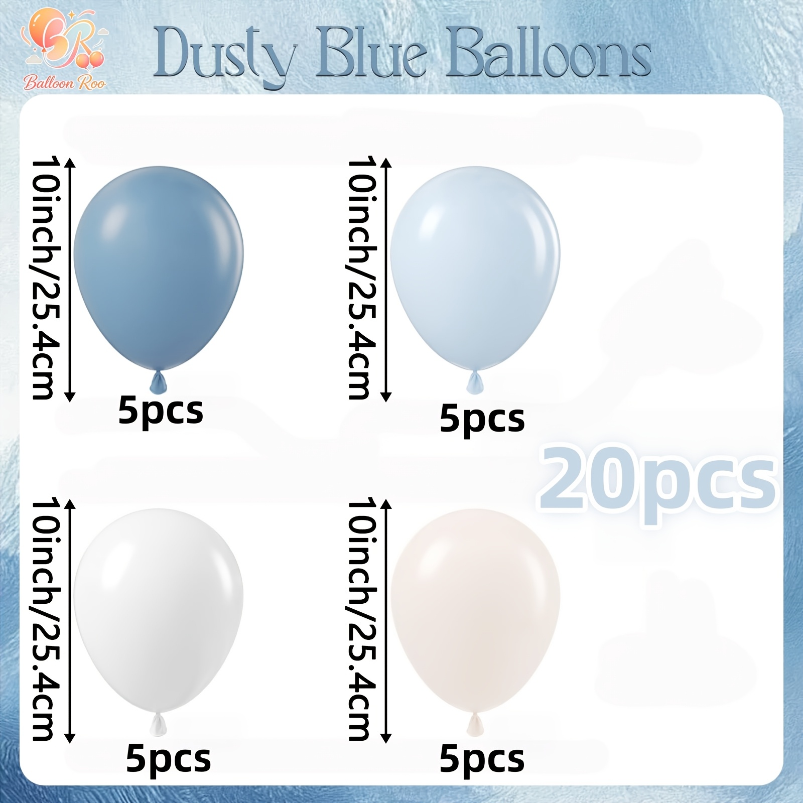 TEMU 20 pezzi Combinazioni di palloncini Blue Light White, palloncini sabbia, adatti per matrimoni, compleanni, del , matrimoni, fidanzamenti, addii