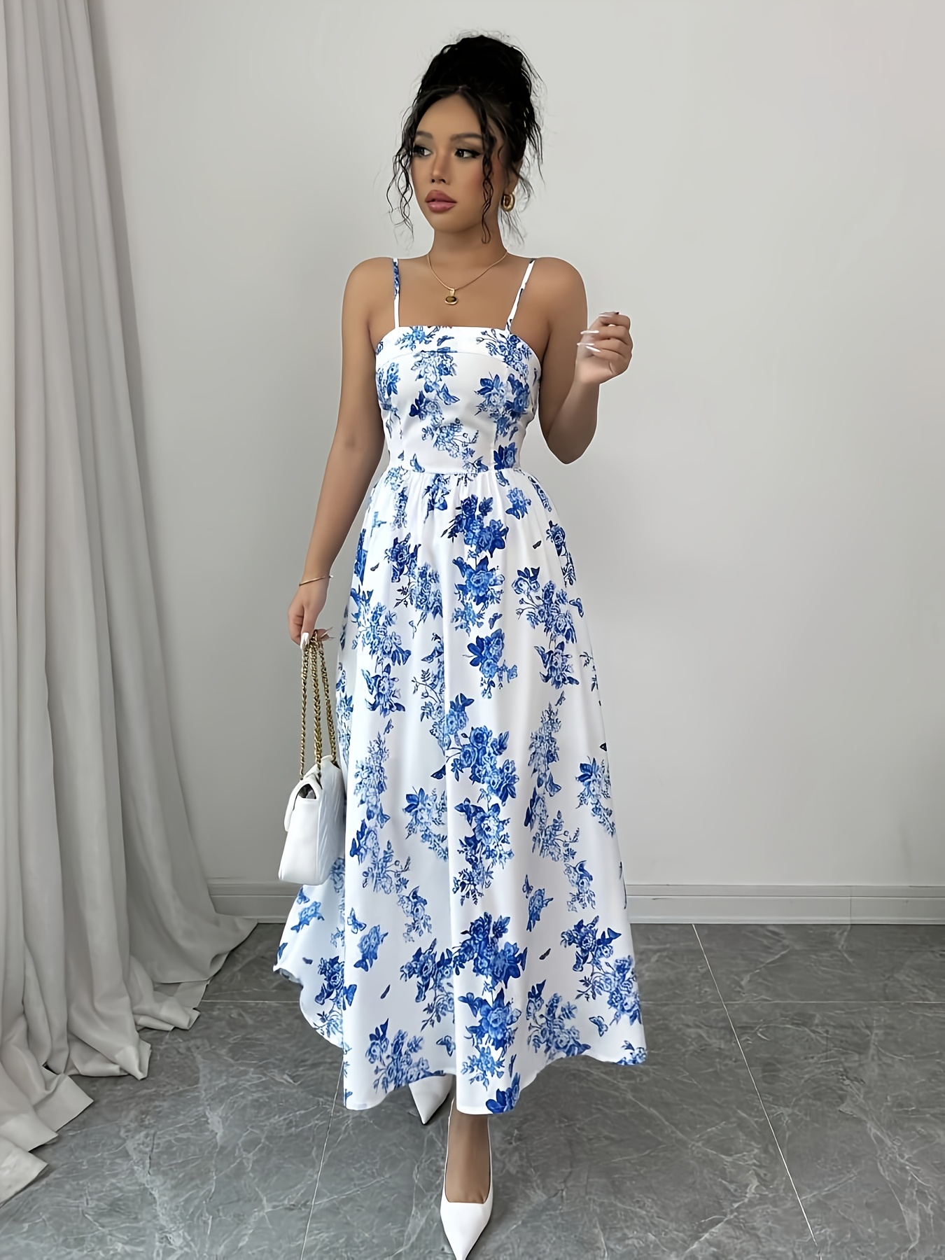 a line vacation dress Blair Summer Open Back Halter Maxi Dress