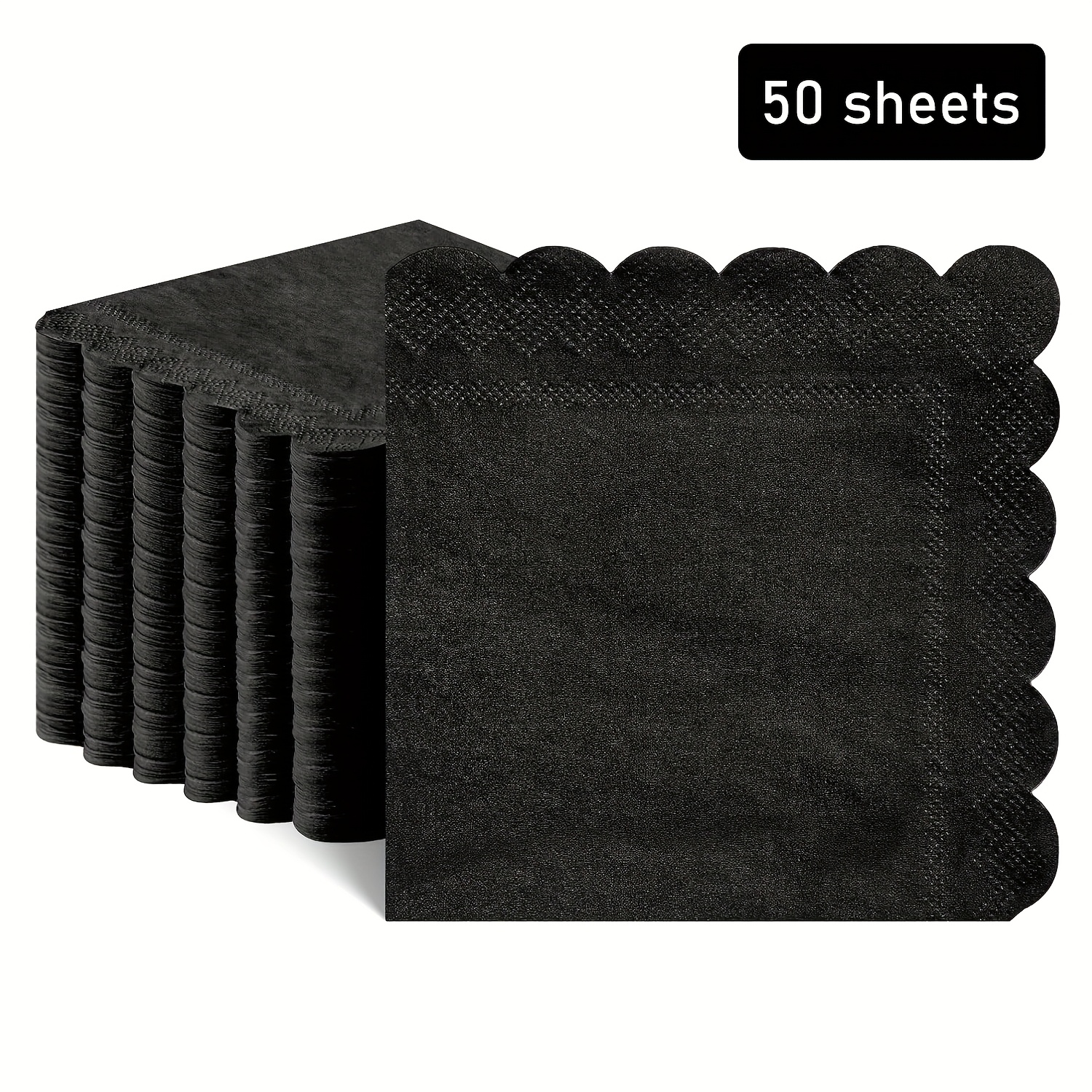 E-shop 50 Stück Cocktail Servietten Schwarze Servietten Einweg Servietten mit Wellenmuster Bar Serviette Getränke Dessert Serviette für Abschlussfeier,