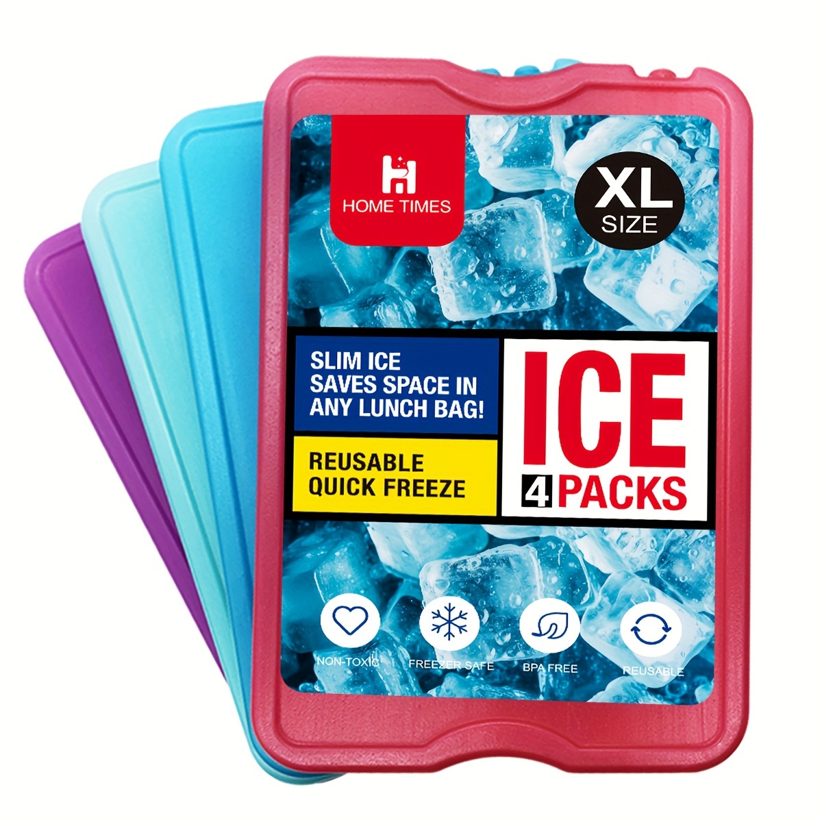 

4 Ice Packs For Lunch Box, Freezer Ice Packs Slim Long Lasting Cool Packs For Lunch Bags And Cooler