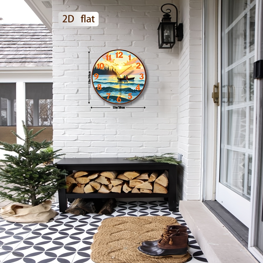 Boat Sunset Wall Clock Lake Art Decor
