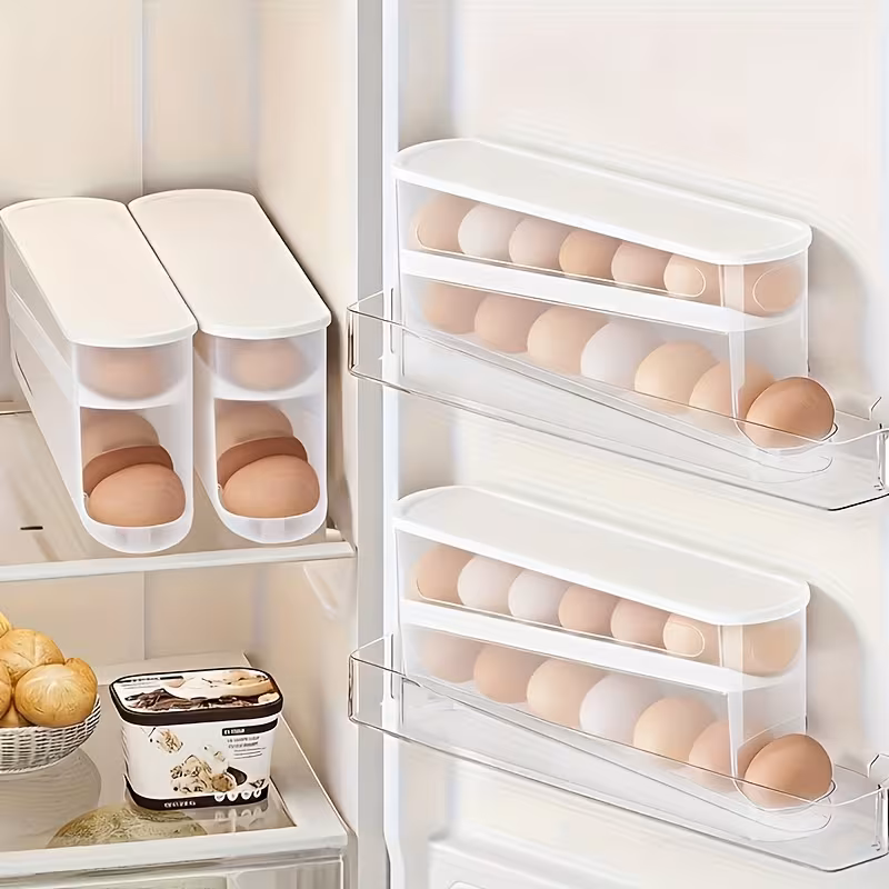 2 layer automatic slide egg storage box refrigerator door egg storage box can hold 12 14 eggs fresh keeping egg organizer essential kitchen storage solution refrigerator egg rack that details 3