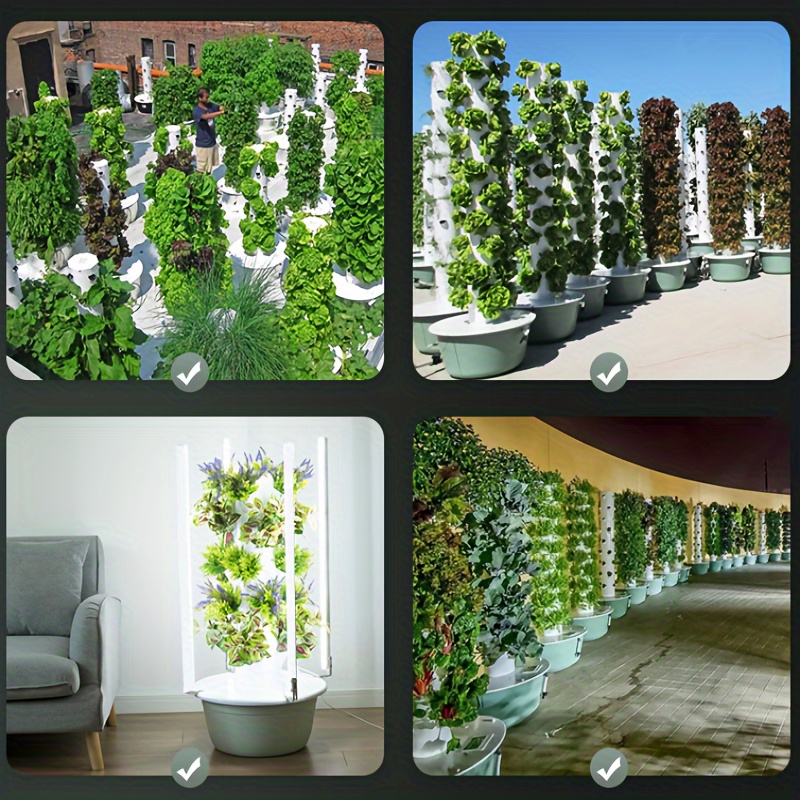 1pc Three-dimensional Hydroponic Tower, Multi-layer Vegetable Planting Flower Pot, ABS Plastic Strawberry Pot, Balcony Vegetable Pot, Indoor/Outdoor Soilless Cultivation System, Plant + Seedling Tray Not Including 10-15W Water Pump