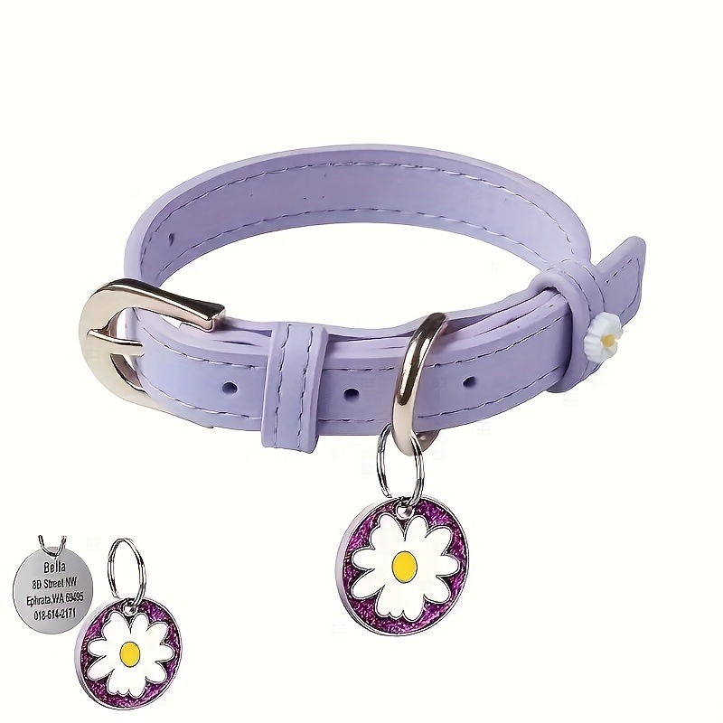 TEMU Collier pour chat personnalisé avec nom et numéro de téléphone gravés, collier réglable personnalisé pour chiot, collier pour animaux de