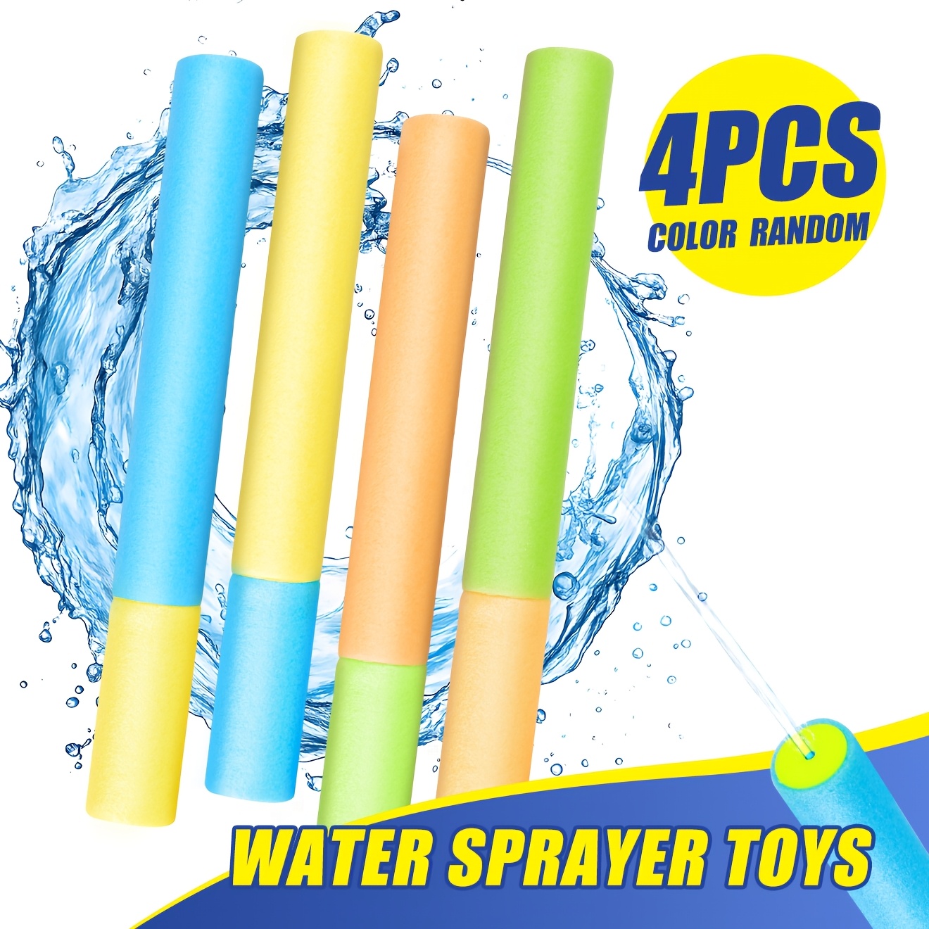 Image of 4pcs Pool Toys | Random Colors Water Sprayer Set | Pull Out Water Spray Tubes | Outdoor Play For Pool Beach Garden | Christmas Easter Gift For Boys And Girls