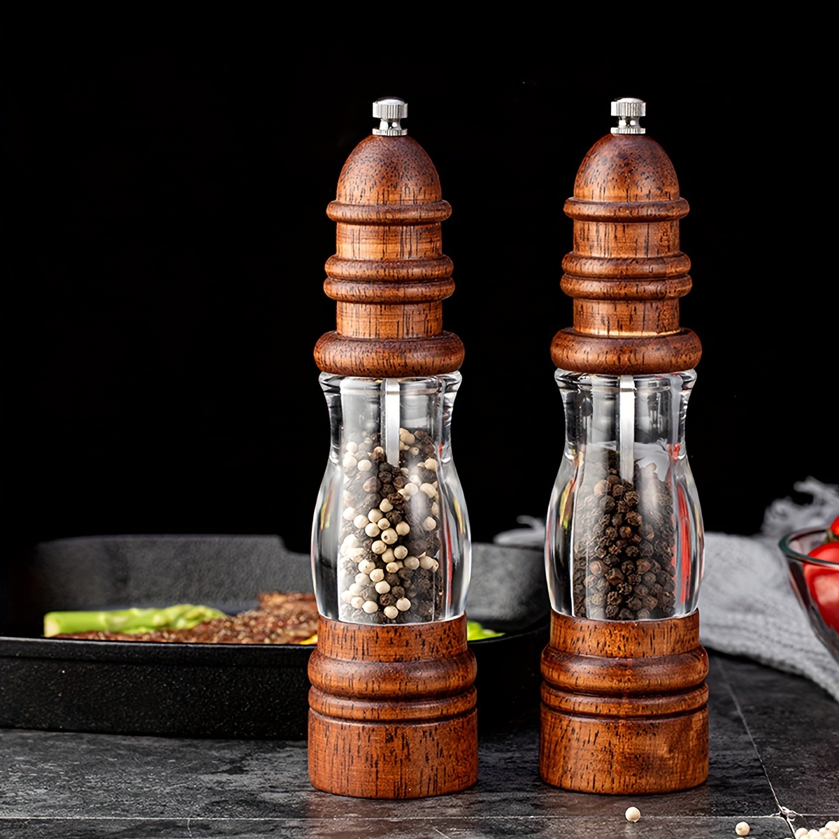 premium solid wood manual pepper grinder   black pepper   pepper sea salt   gadget for   use details 9